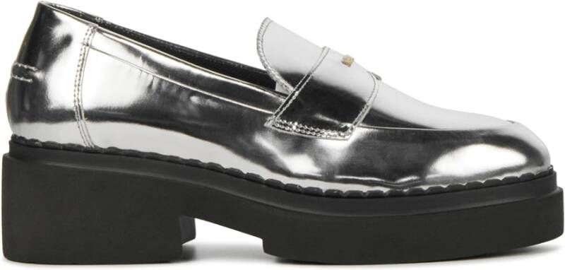 Nubikk chunky leren loafers zilver metallic