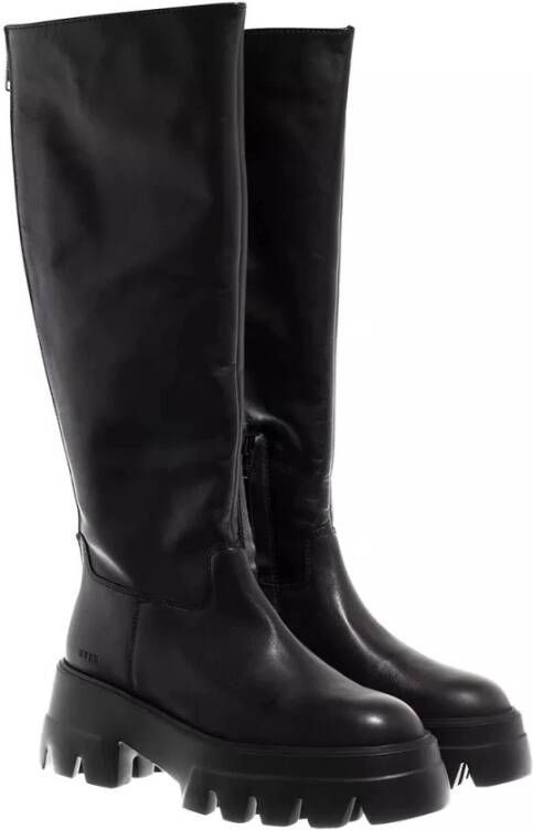 Nubikk Zwarte rits leren laarzen Black Dames