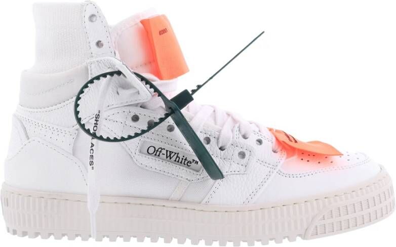 Off White Witte Leren Sneakers met Geperforeerd Detail White