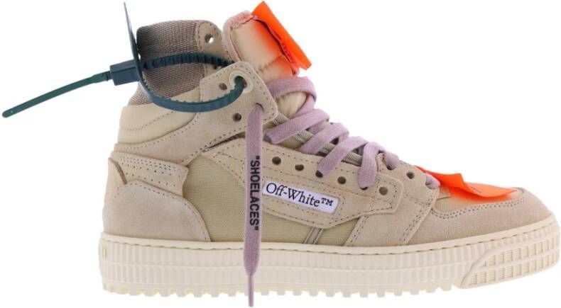 Off White Suede Canvas Off Court Sneakers Beige Dames
