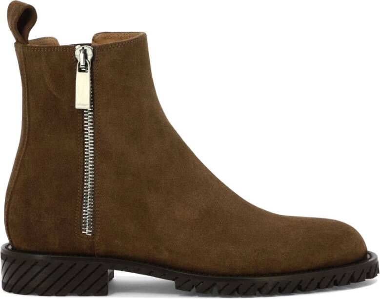 Off White Ankle Boots Brown Heren
