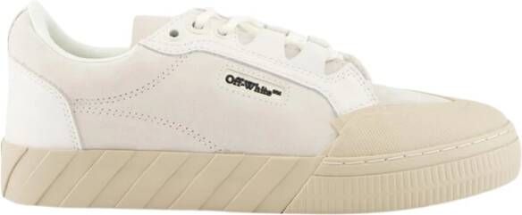 Off White Beige Leren Sneakers