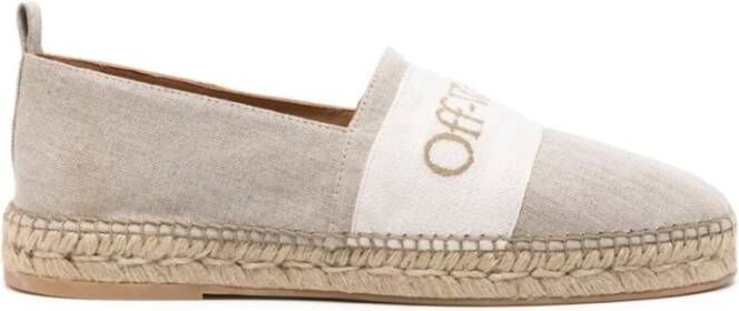 Off White Beige Linnen Instappers Beige Heren