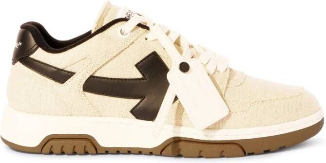 Off White Beige Veterschoen met Gewatteerde Enkel
