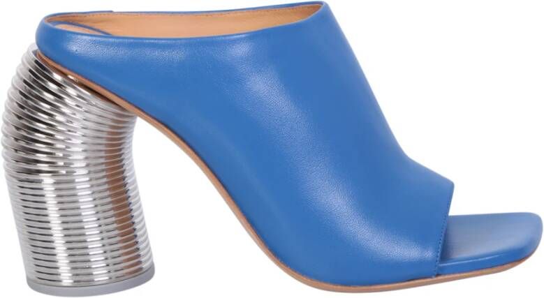 Off White Blauw Zilver Spring-Heeled Sandal Mules Blue Dames