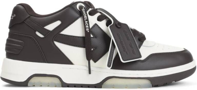 Off White Bruine Leren Sneakers met Gel-inzetstukken