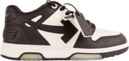 Off White Chocoladebruine Sneakers met Beige Accenten