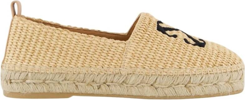 Off White Geborduurde Arrow Raffia Espadrilles Beige Dames