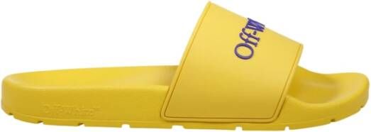 Off White Donkerblauwe Boekachtige Slider Yellow Heren