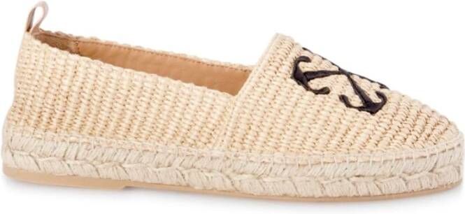 Off White Geborduurde Arrow Raffia Espadrilles Beige Dames - Foto 7