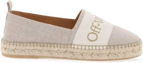 Off White Linnen Espadrilles voor Beige