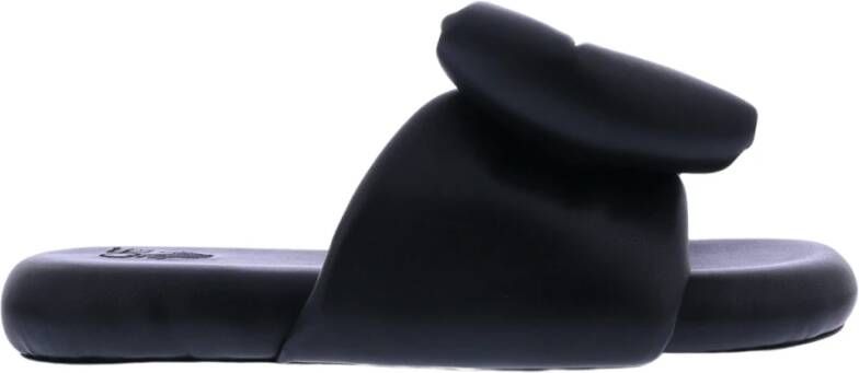 Off White Zwarte Leren Pantoffels met Geborduurd Logo Black Dames