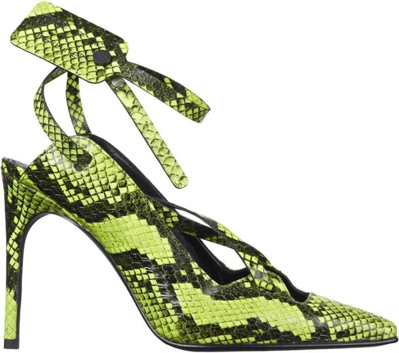 Off White Fluo Gele Python Print Kalfsleren Pumps Green Dames