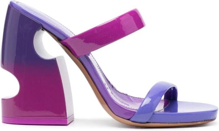 Off White Paarse Patentleren Slides Purple Dames