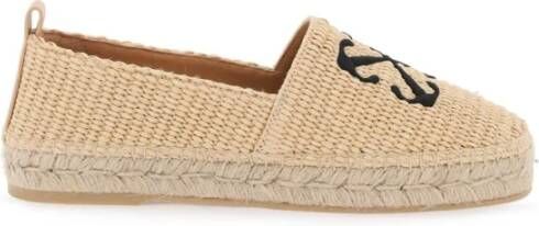 Off White Geborduurde Arrow Raffia Espadrilles Beige Dames