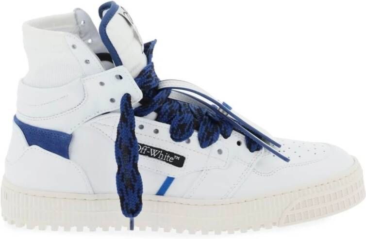 Off White Geperforeerde Leren Sneakers met Gebreide Enkel White Heren