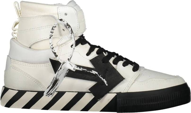 Off White High-top Vulcanized Sneakers met Diagonaal Geplaatste Banden White Heren