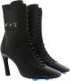 Off White Elegante Zwarte Leren Enkellaarzen Black Dames - Thumbnail 1