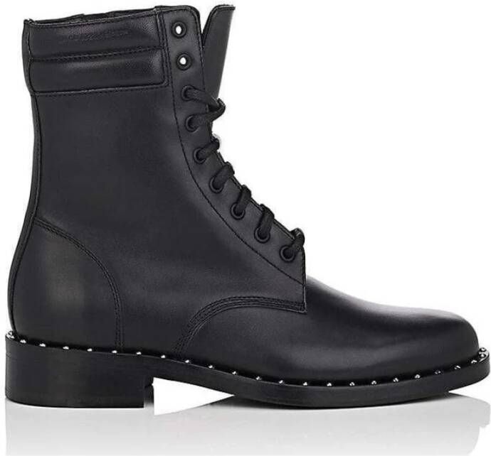 Off White Zwarte leren veterschoenen Black Dames