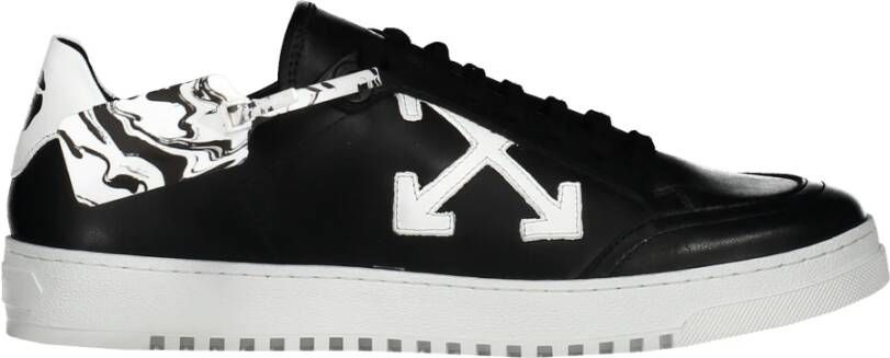 Off White Lage leren sneakers met logo bedel Black Heren