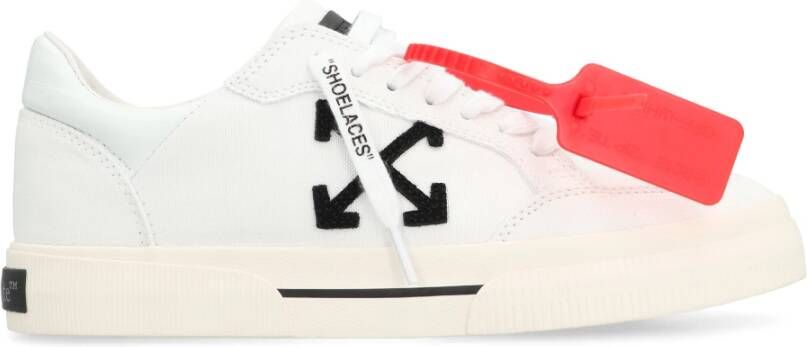Off White Lage Vulcanized Sneakers met Leren Inzetstukken