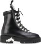 Off White Leren Enkellaarzen Eco Bont Voering Black Dames - Thumbnail 1
