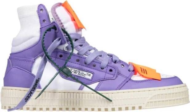 Off White Leren High-top Sneakers met Rubberen Zool