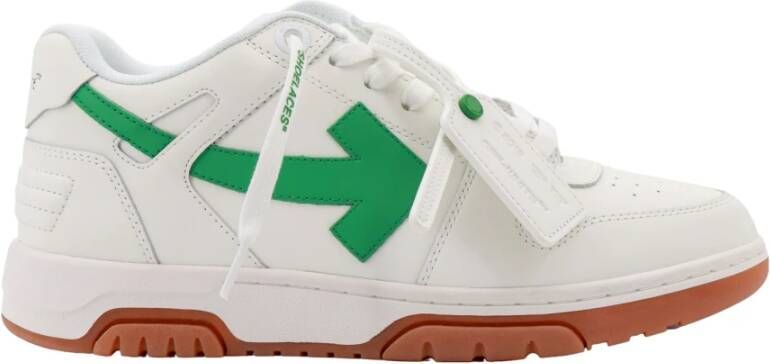 Off White Leren sneakers met iconische ritssluiting Green Heren