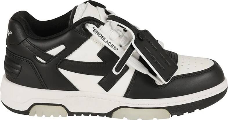 Off White Leren Sneakers Black Dames