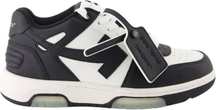 Off White Leren Veterschoenen Bicolor Sneakers Black Dames