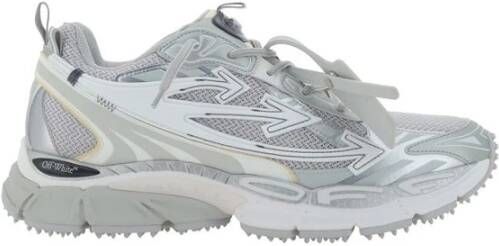 Off White Mesh & Leren Rits Sneakers