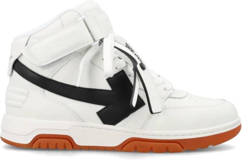 Off White Middelhoge Leren Sneakers White Heren