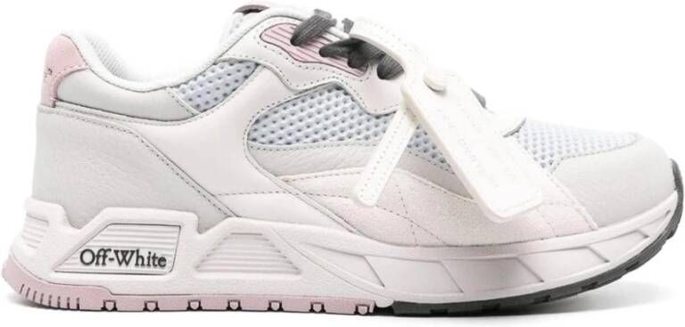 Off White Multicolor Rubber Leren Sneakers