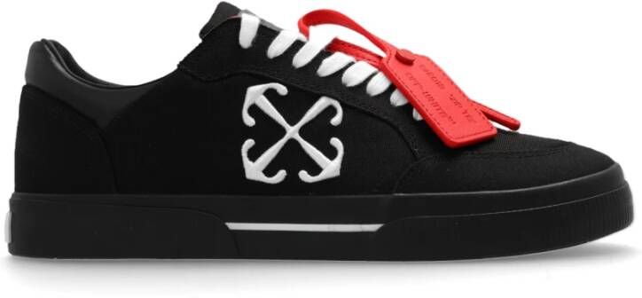 Off White Zwarte Canvas Lage Vulcanized Sneakers Black Heren