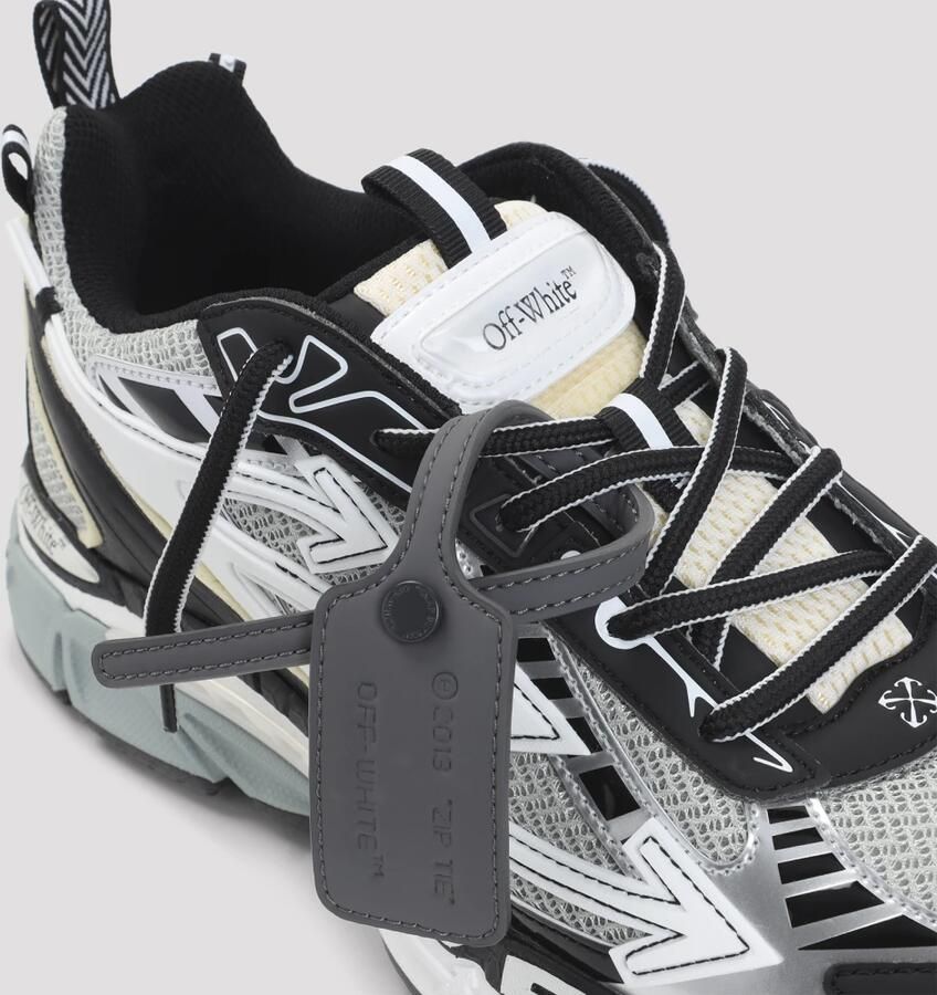 Off White Grijze Mesh Sneakers met Zip Tie Gray Heren
