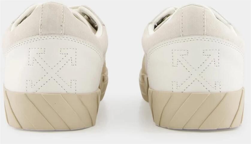 Off White Beige Leren Sneakers
