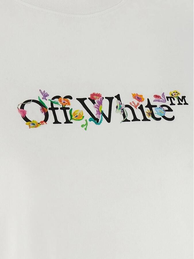 Off White Bookish Flower Cropped T-Shirt - Foto 2