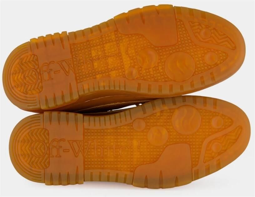 Off White Bruine leren hybride bootschoenen