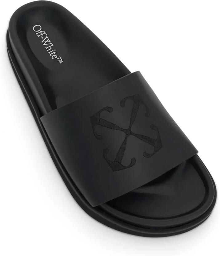 Off White Zwarte Pijl Pantoffels Ultiem Comfort Black