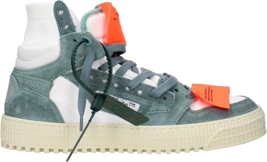 Off White Fabric High Top Sneakers - Foto 2