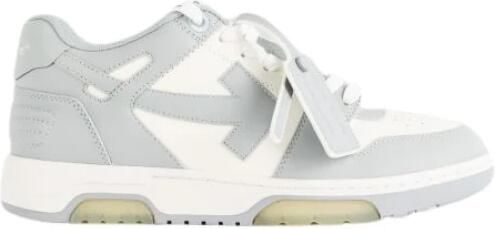 Off White Grijze en witte sneakers met leren logo