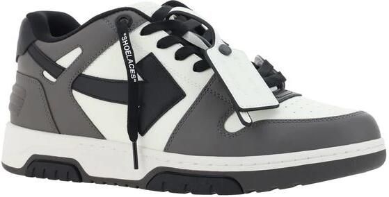 Off White Grijze Leren Sneakers Stijlvol Ontwerp Multicolor