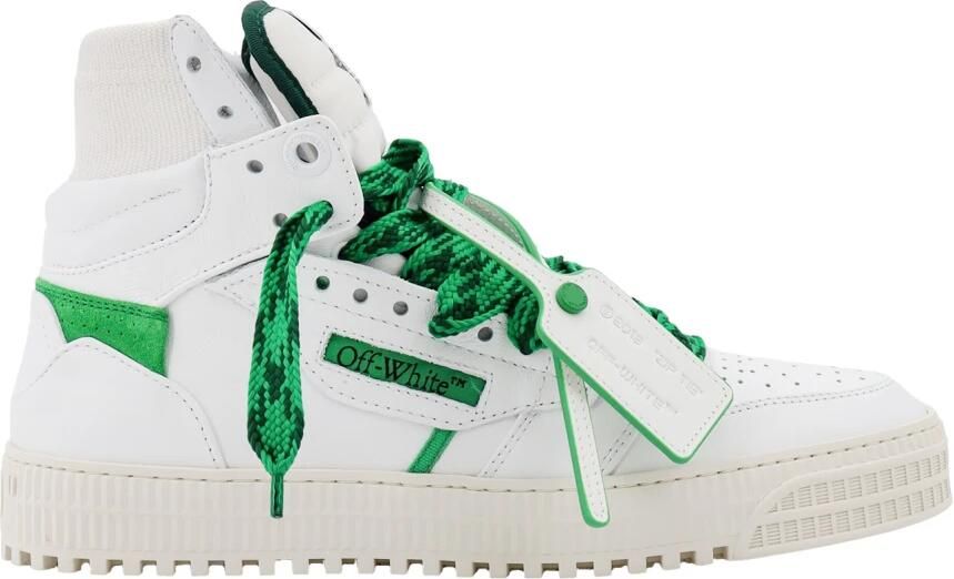 Off White Leather Zip-Tie Sneakers