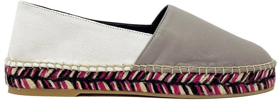 Off White Beige Leren Espadrilles Damesschoenen