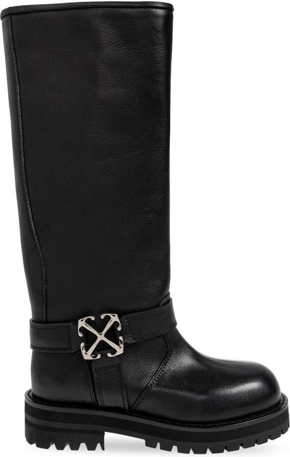 Off White Leren Knielaarzen