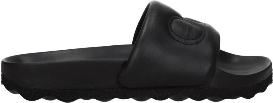 Off White Zwarte leren slippers sandalen