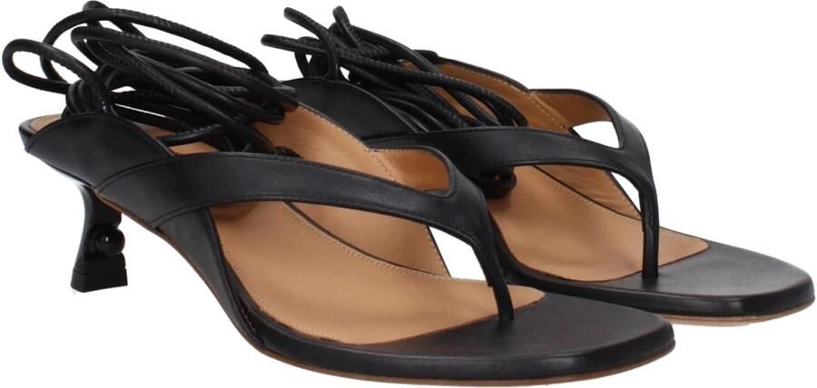 Off White Zwarte leren flip-flop sandaal