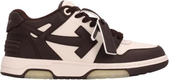 Off White Bruine Leren Sneakers met Gel-inzetstukken