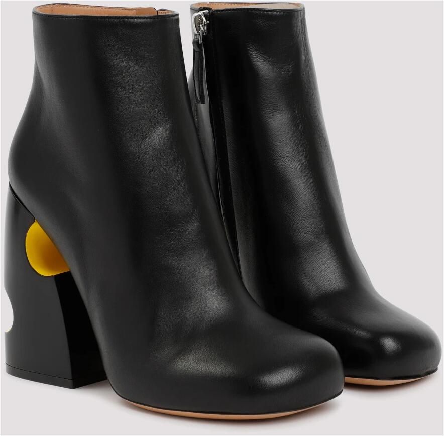 Off White Zwarte Nappa Enkellaarzen met Gele Details Black Dames - Foto 2
