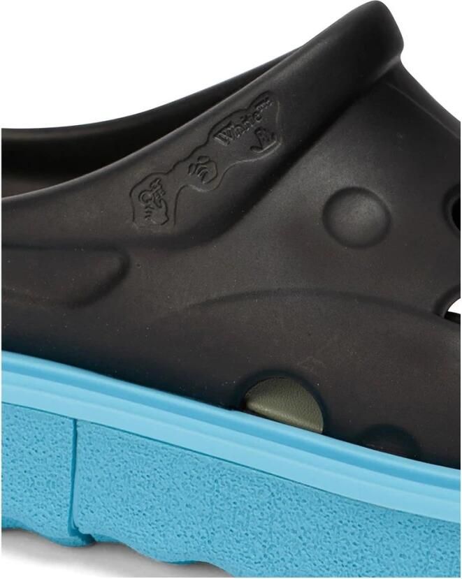 Off White Zwarte Rubberen Slippers met Geperforeerd Detail Black Heren